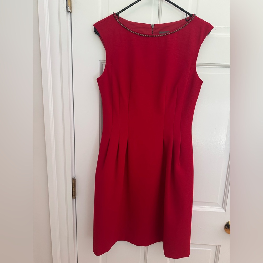 Vince Camuto Red Sleeveless Midi Sheath Dress